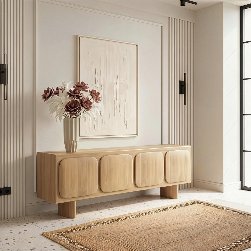 Meuble TV 4 portes bois de manguier 166x40x55 cm Dasis  - 2