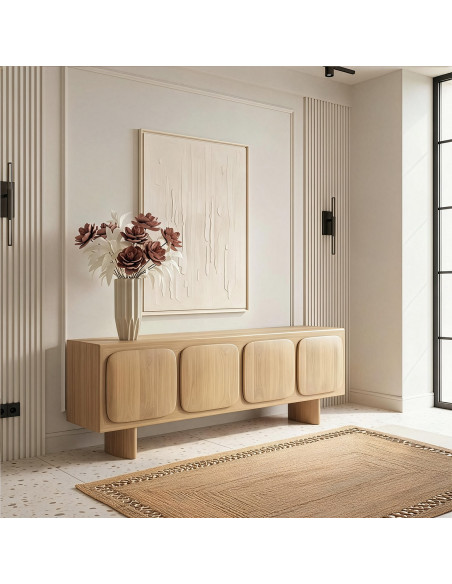 Meuble TV 4 portes bois de manguier 166x40x55 cm Dasis  - 2