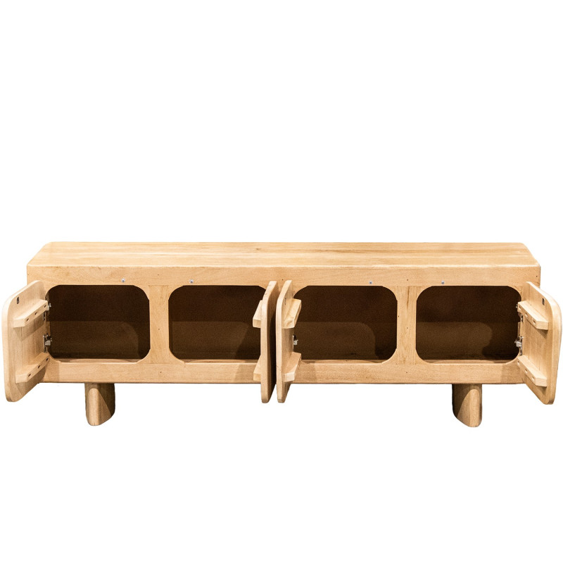 Meuble TV 4 portes bois de manguier 166x40x55 cm Dasis  - 4
