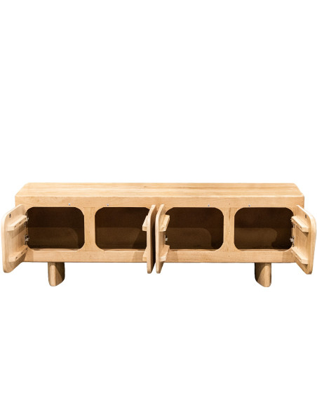 Meuble TV 4 portes bois de manguier 166x40x55 cm Dasis  - 4