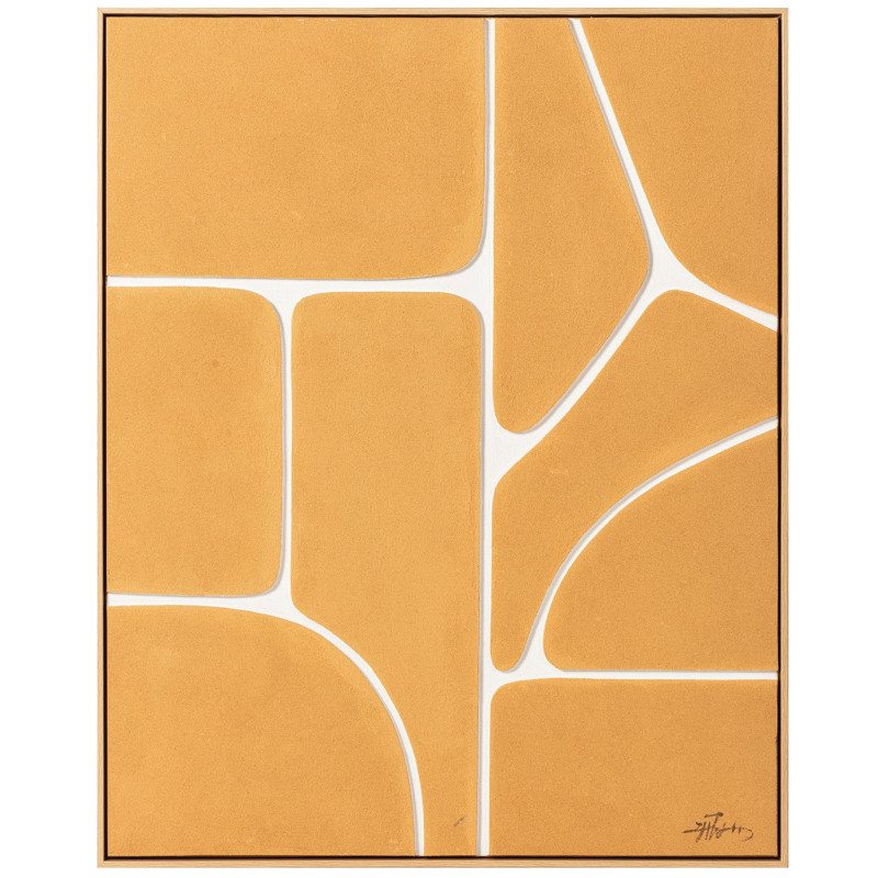 Tableau abstrait mid-century orange terracotta sur toile 80x100 cm Nomue  - 1