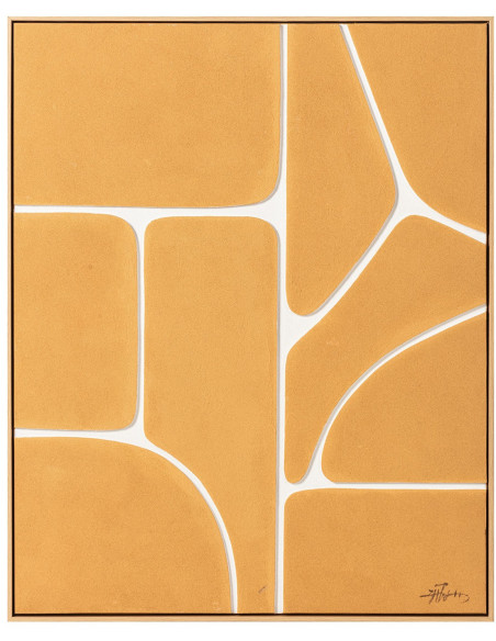 Tableau abstrait mid-century orange terracotta sur toile 80x100 cm Nomue  - 1