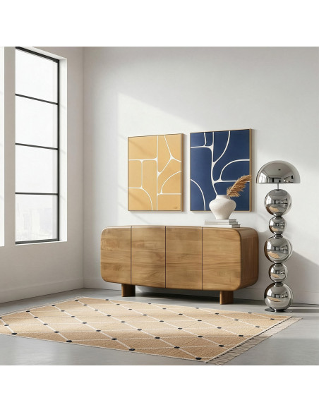 Tableau abstrait mid-century orange terracotta sur toile 80x100 cm Nomue  - 2