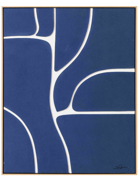 Tableau abstrait mid-century bleu marine sur toile 80x100 cm Nomue  - 1