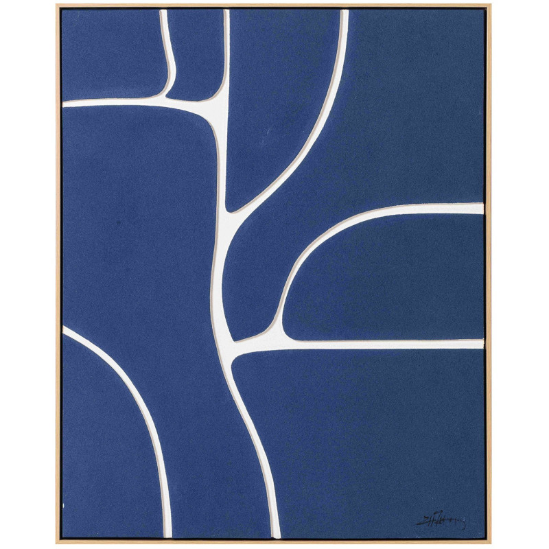 Tableau abstrait mid-century bleu marine sur toile 80x100 cm Nomue  - 1