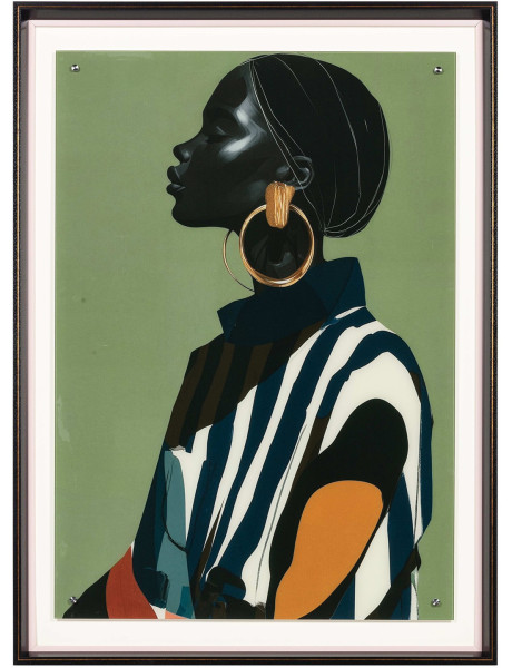 Tableau femme africaine contemporain en verre trempé 80x110 cm Vovua  - 1