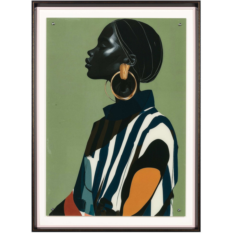 Tableau femme africaine contemporain en verre trempé 80x110 cm Vovua  - 1