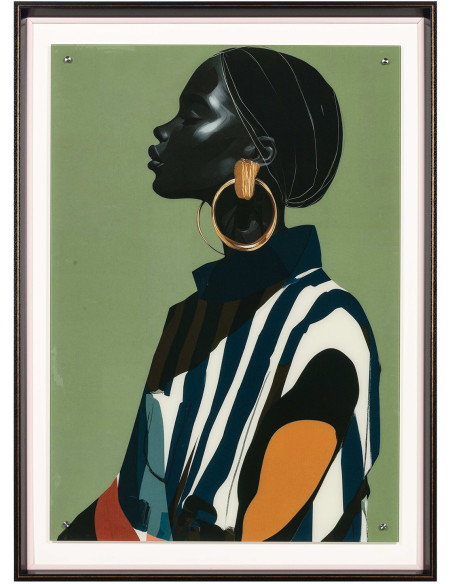 Tableau femme africaine contemporain en verre trempé 80x110 cm Vovua  - 1