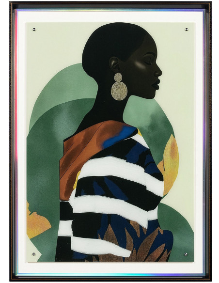 Tableau femme africaine vert sauge en verre trempé 80x110 cm Zirie  - 1