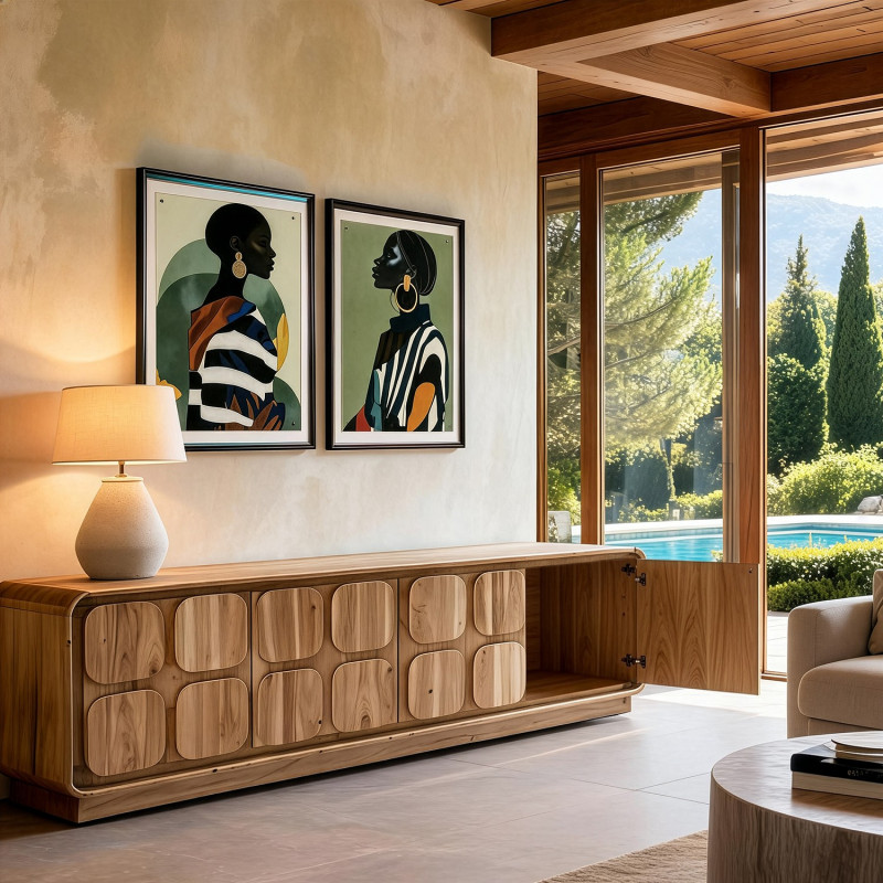 Tableau femme africaine vert sauge en verre trempé 80x110 cm Zirie  - 2