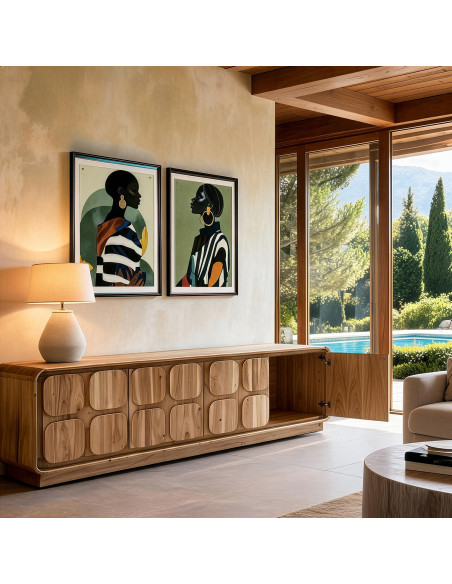 Tableau femme africaine vert sauge en verre trempé 80x110 cm Zirie  - 2