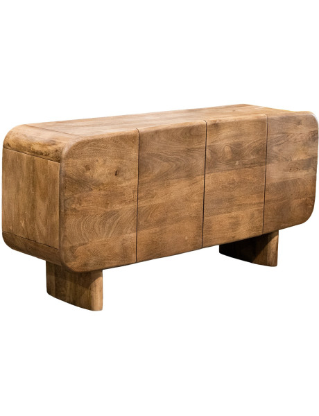 Buffet 4 portes arrondi en bois de manguier 160 cm Rivoe  - 1