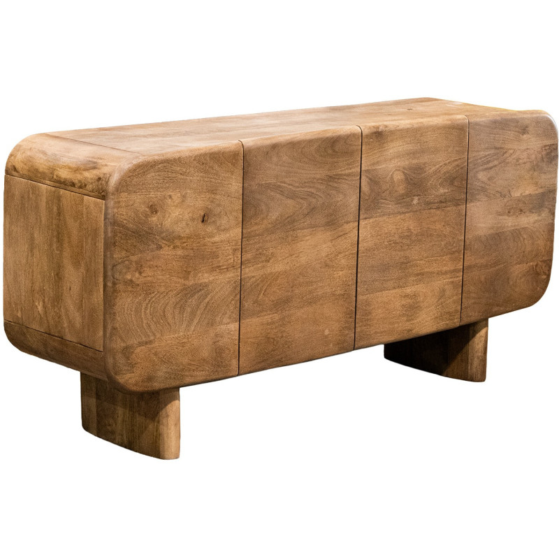 Buffet 4 portes arrondi en bois de manguier 160 cm Rivoe  - 1