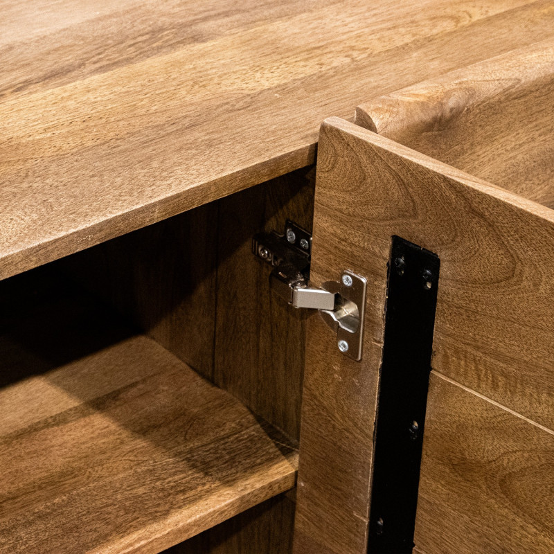 Buffet 4 portes arrondi en bois de manguier 160 cm Rivoe  - 4