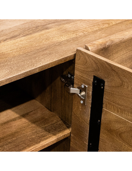 Buffet 4 portes arrondi en bois de manguier 160 cm Rivoe  - 4
