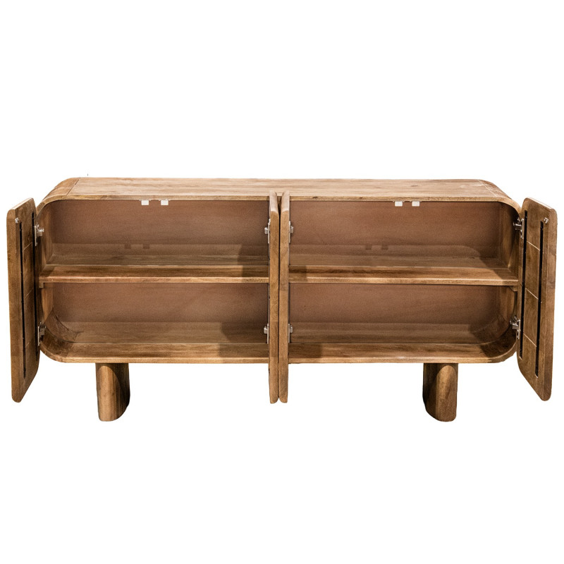 Buffet 4 portes arrondi en bois de manguier 160 cm Rivoe  - 3