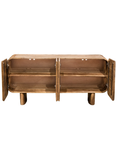Buffet 4 portes arrondi en bois de manguier 160 cm Rivoe  - 3