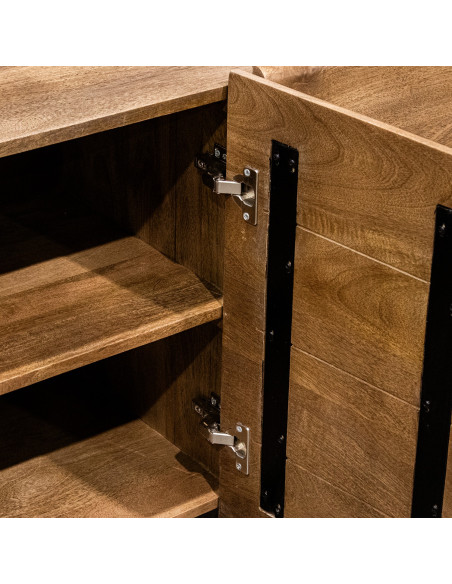 Buffet 4 portes arrondi en bois de manguier 160 cm Rivoe  - 5