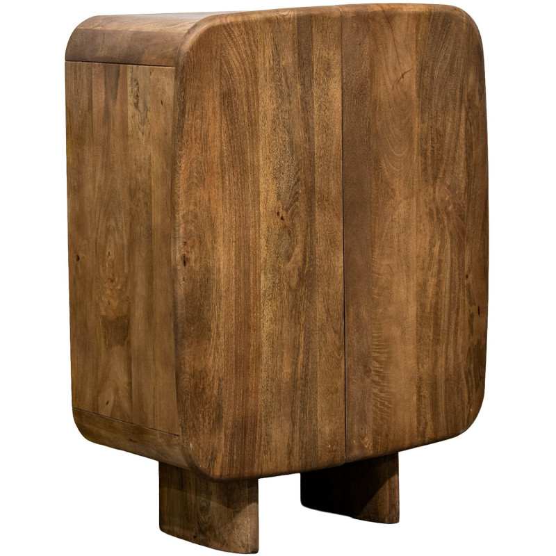 Meuble bar naturel en bois de manguier 2 portes 86x45x118 cm Rivoe  - 1