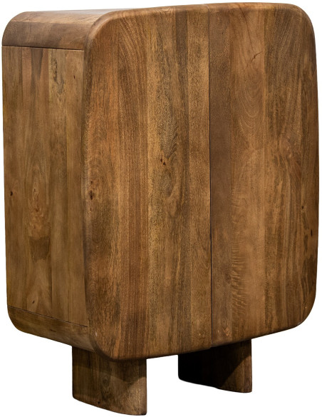 Meuble bar naturel en bois de manguier 2 portes 86x45x118 cm Rivoe  - 1