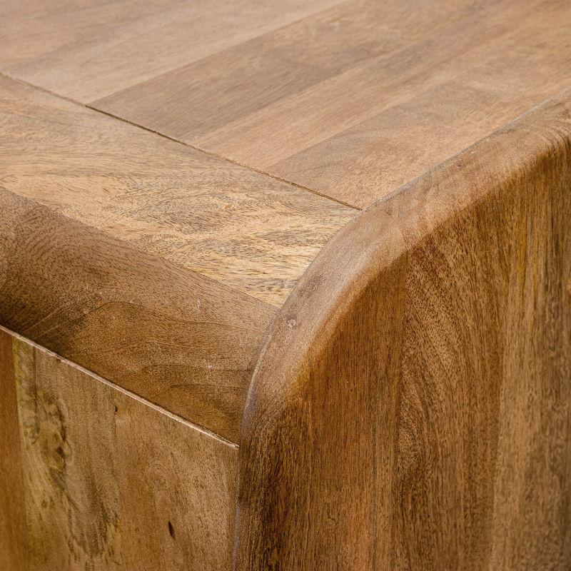 Meuble bar naturel en bois de manguier 2 portes 86x45x118 cm Rivoe  - 5