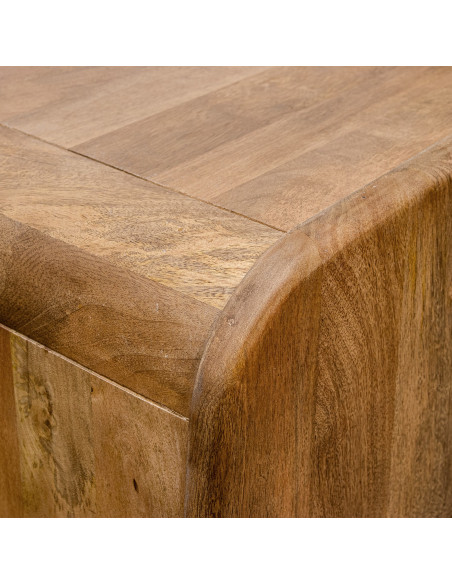 Meuble bar naturel en bois de manguier 2 portes 86x45x118 cm Rivoe  - 5