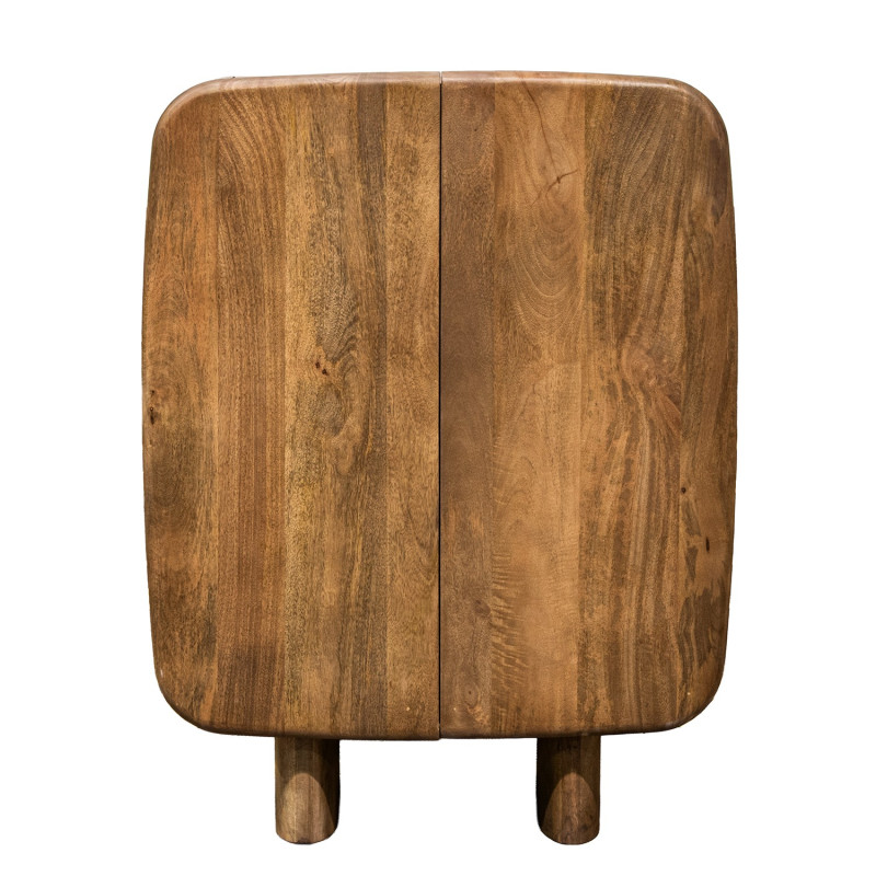 Meuble bar naturel en bois de manguier 2 portes 86x45x118 cm Rivoe  - 2