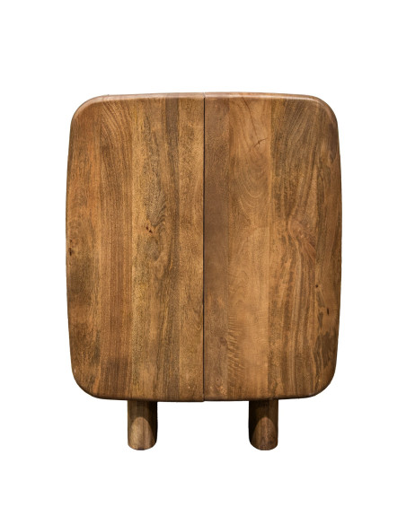 Meuble bar naturel en bois de manguier 2 portes 86x45x118 cm Rivoe  - 2