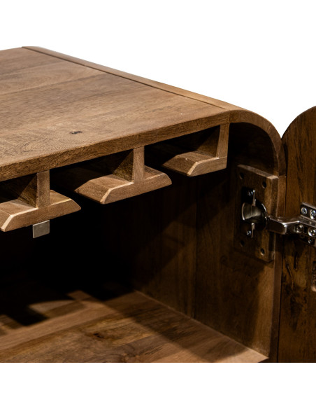 Meuble bar naturel en bois de manguier 2 portes 86x45x118 cm Rivoe  - 6