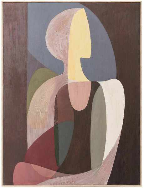 Tableau femme abstrait beige et brun sur toile 80x120 cm Sapuu  - 1