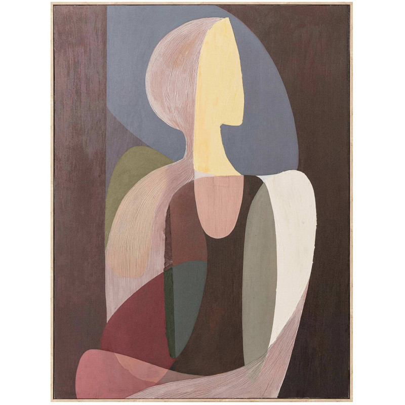 Tableau femme abstrait beige et brun sur toile 80x120 cm Sapuu  - 1