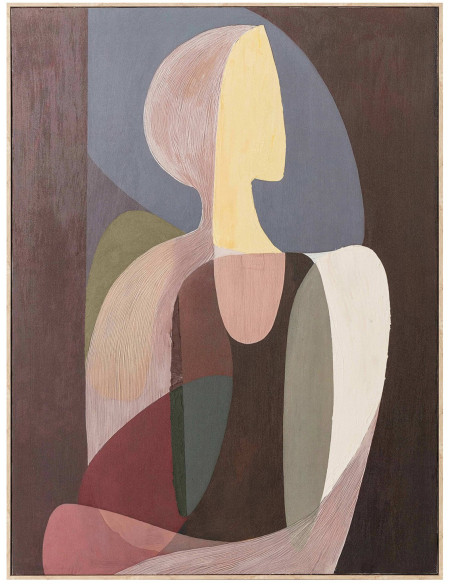 Tableau femme abstrait beige et brun sur toile 80x120 cm Sapuu  - 1