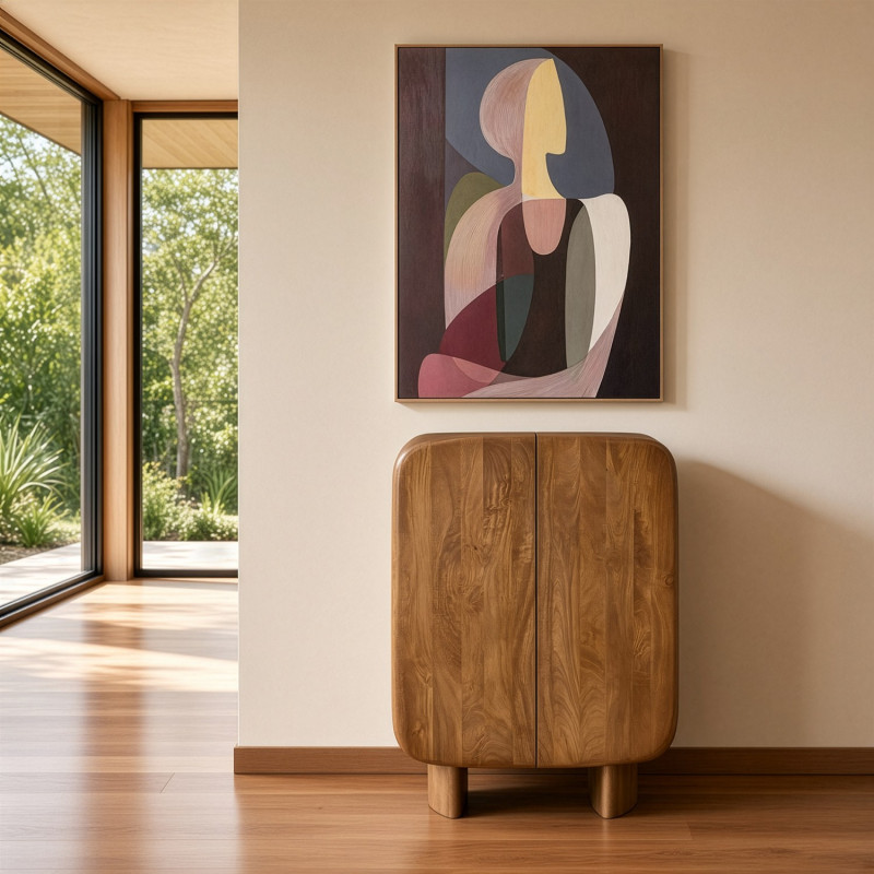 Tableau femme abstrait beige et brun sur toile 80x120 cm Sapuu  - 2