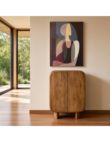 Tableau femme abstrait beige et brun sur toile 80x120 cm Sapuu  - 2