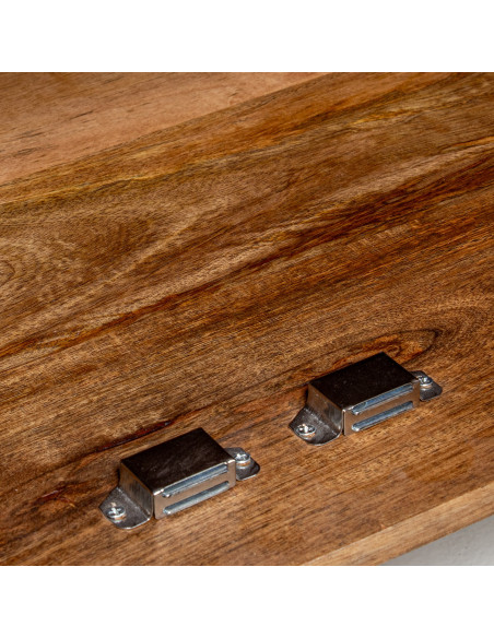Buffet 4 portes manguier naturel rainuré 152x41x83 cm Muzuo  - 4