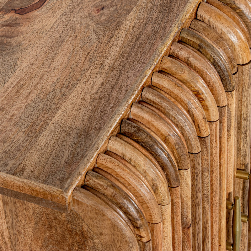 Buffet 4 portes manguier naturel rainuré 152x41x83 cm Muzuo  - 6