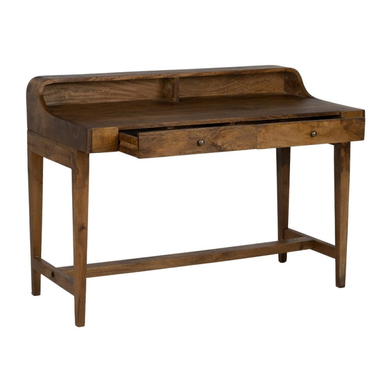 Bureau vintage en manguier naturel 2 tiroirs 122x62x90 cm Duvun Ixia - 3