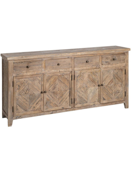 Buffet en pin recyclé naturel 4 portes 4 tiroirs 180x42x88 cm Taben Ixia - 1