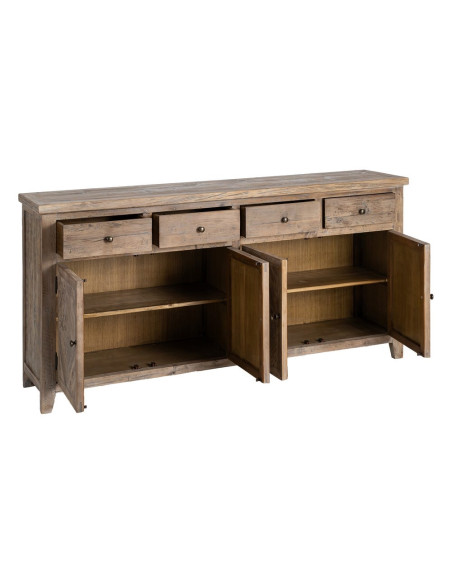Buffet en pin recyclé naturel 4 portes 4 tiroirs 180x42x88 cm Taben Ixia - 3
