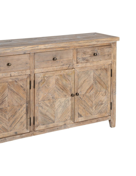 Buffet en pin recyclé naturel 4 portes 4 tiroirs 180x42x88 cm Taben Ixia - 4