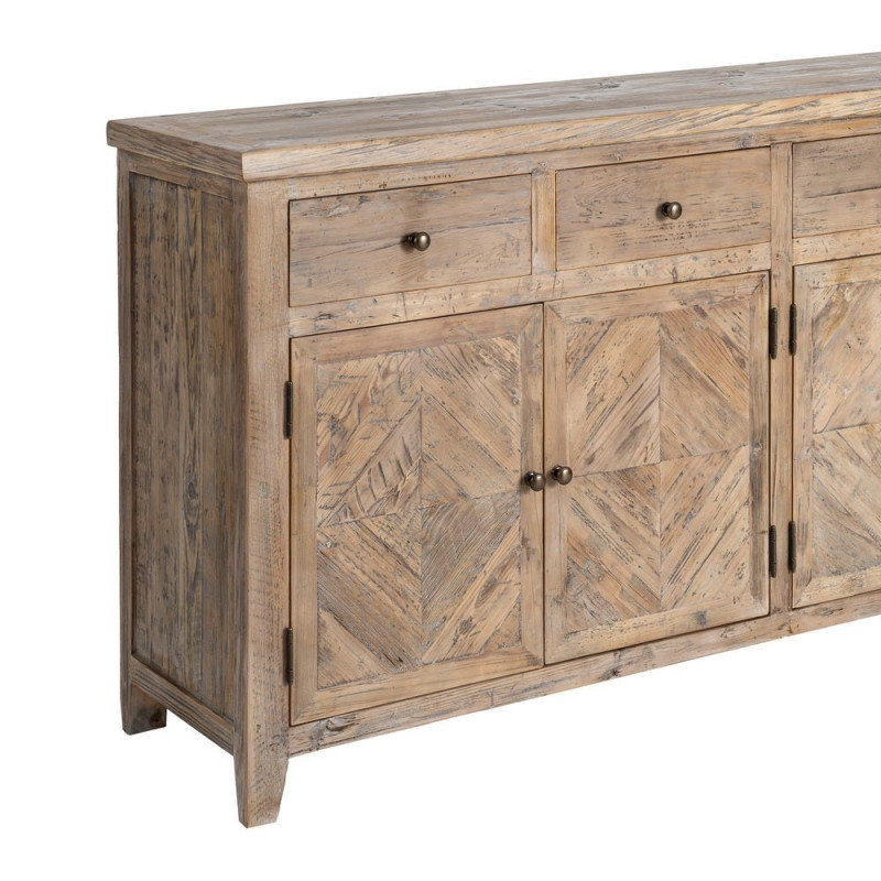 Buffet en pin recyclé naturel 4 portes 4 tiroirs 180x42x88 cm Taben Ixia - 5