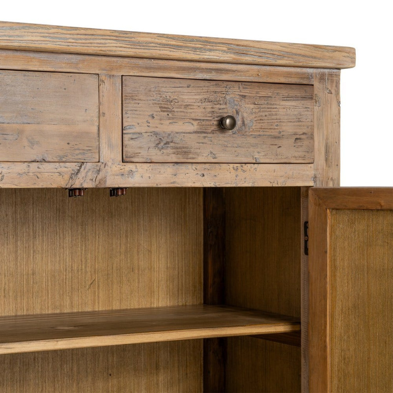 Buffet en pin recyclé naturel 4 portes 4 tiroirs 180x42x88 cm Taben Ixia - 6