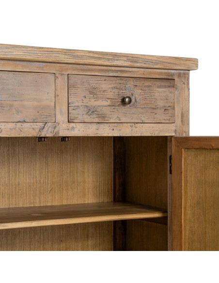 Buffet en pin recyclé naturel 4 portes 4 tiroirs 180x42x88 cm Taben Ixia - 6