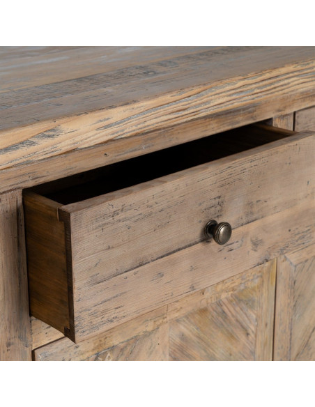 Buffet en pin recyclé naturel 4 portes 4 tiroirs 180x42x88 cm Taben Ixia - 8