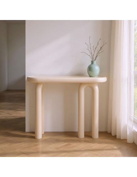Console d’entrée design crème MDF laqué 120x35x80 cm Pilae Ixia - 2