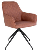 Fauteuil salle à manger pivotant 360° cognac en polyuréthane 56x62x89 cm Harbo