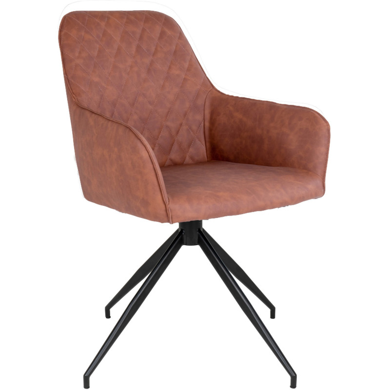 Fauteuil salle à manger pivotant 360° cognac en polyuréthane 56x62x89 cm Harbo  - 1