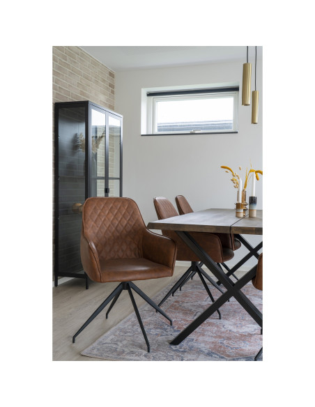Fauteuil salle à manger pivotant 360° cognac en polyuréthane 56x62x89 cm Harbo  - 4