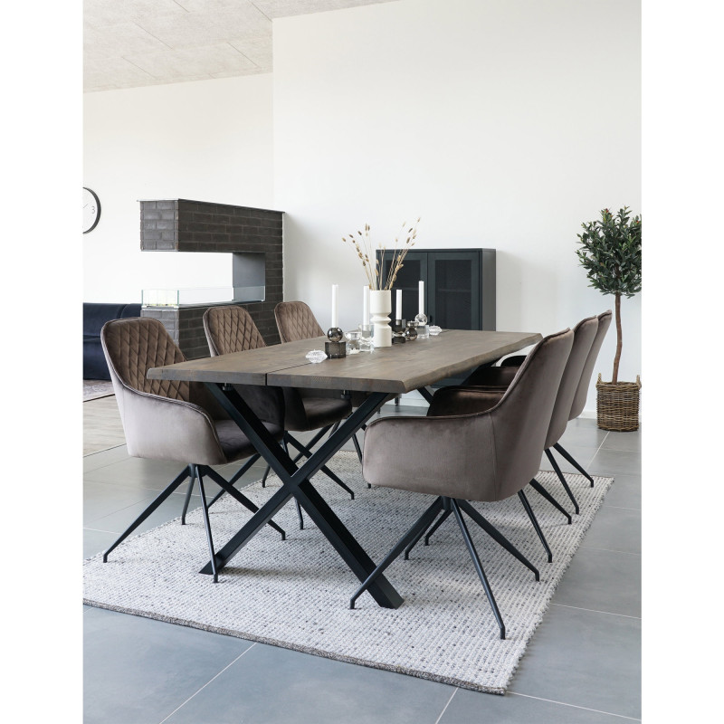 Fauteuil de salle à manger pivotant taupe en velours 56x62x89 cm Harbo House Nordic - 2