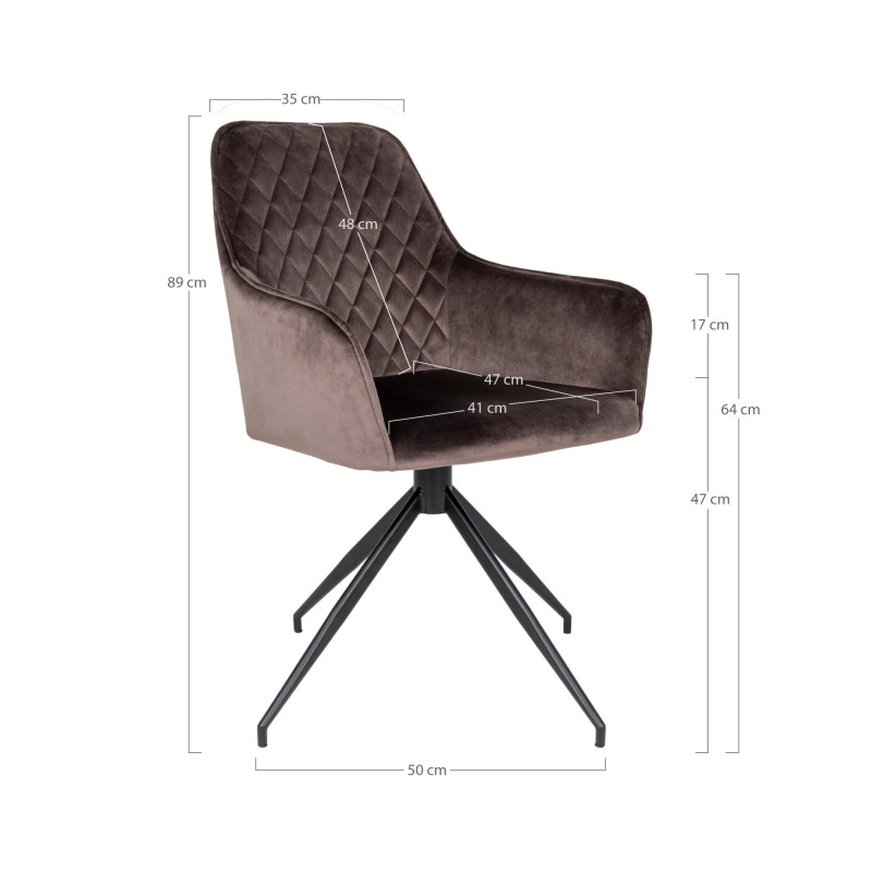 Fauteuil de salle à manger pivotant taupe en velours 56x62x89 cm Harbo House Nordic - 6